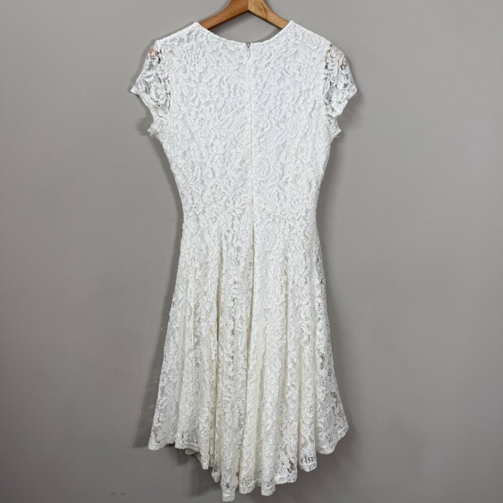 J. Gee Drop Waist Lace Mini Dress Womens Small White Bridal Bride to Be Cocktail - Picture 8 of 13
